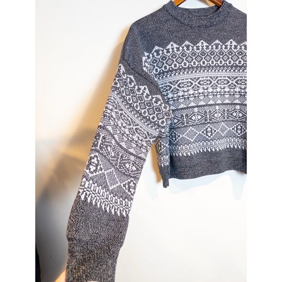 Alexander Wang 2010s Fair Isle Wool Sweater Gray Nordic Knit Small - Picture 4 of 9